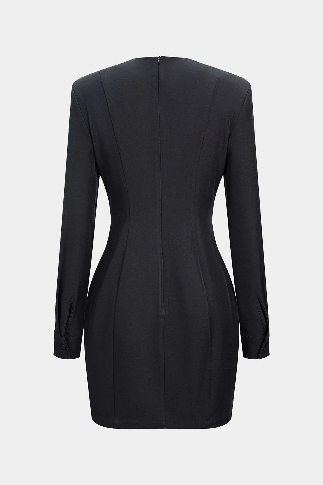 Metallic Buckle Waist-Cinching Long Sleeve Mini Dress - Flockneti