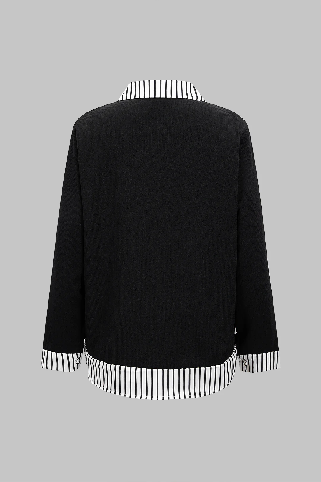 Knit Striped Patchwork Long-Sleeve Top - Flockneti
