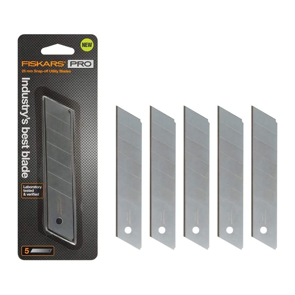 Fiskars Pro CarbonMax Utility Blades 25 mm Snap Off 5pk - Flockneti