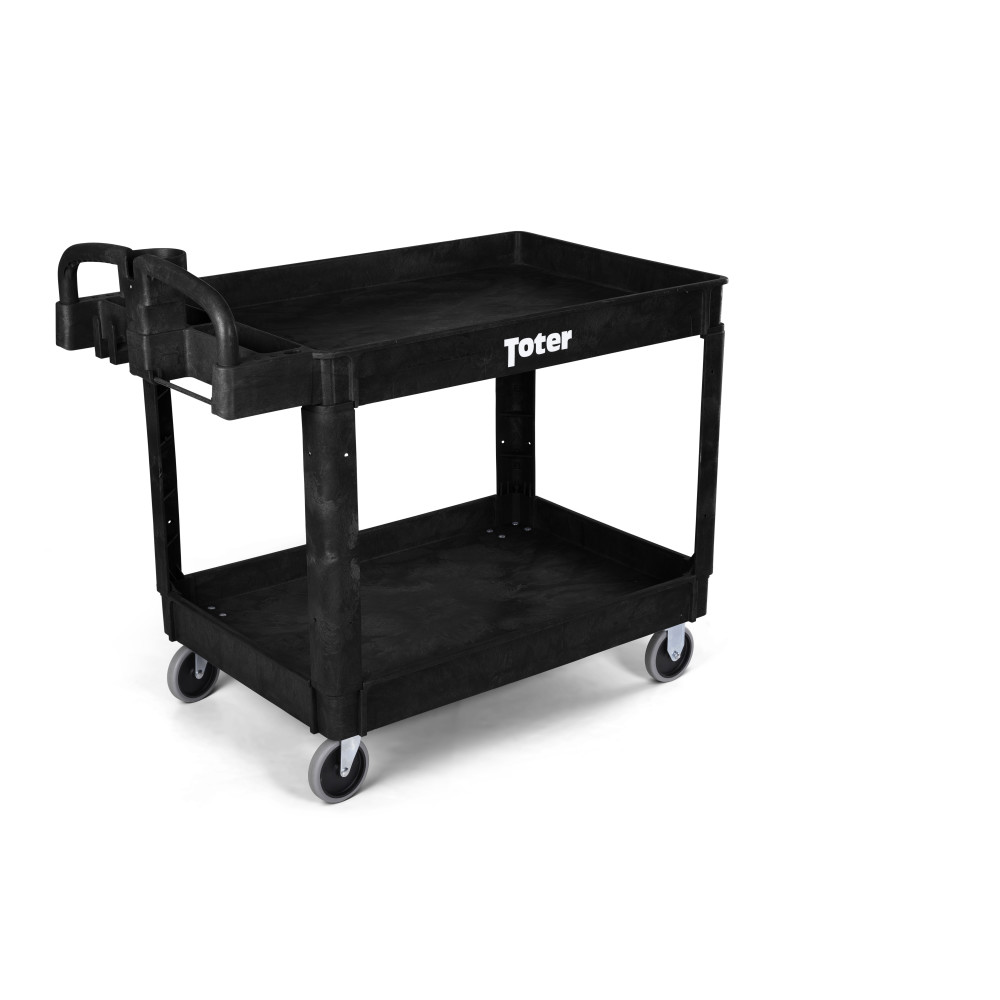 Toter Material Handling Utility Cart with Lipped Top and Ergo Handle - Flockneti