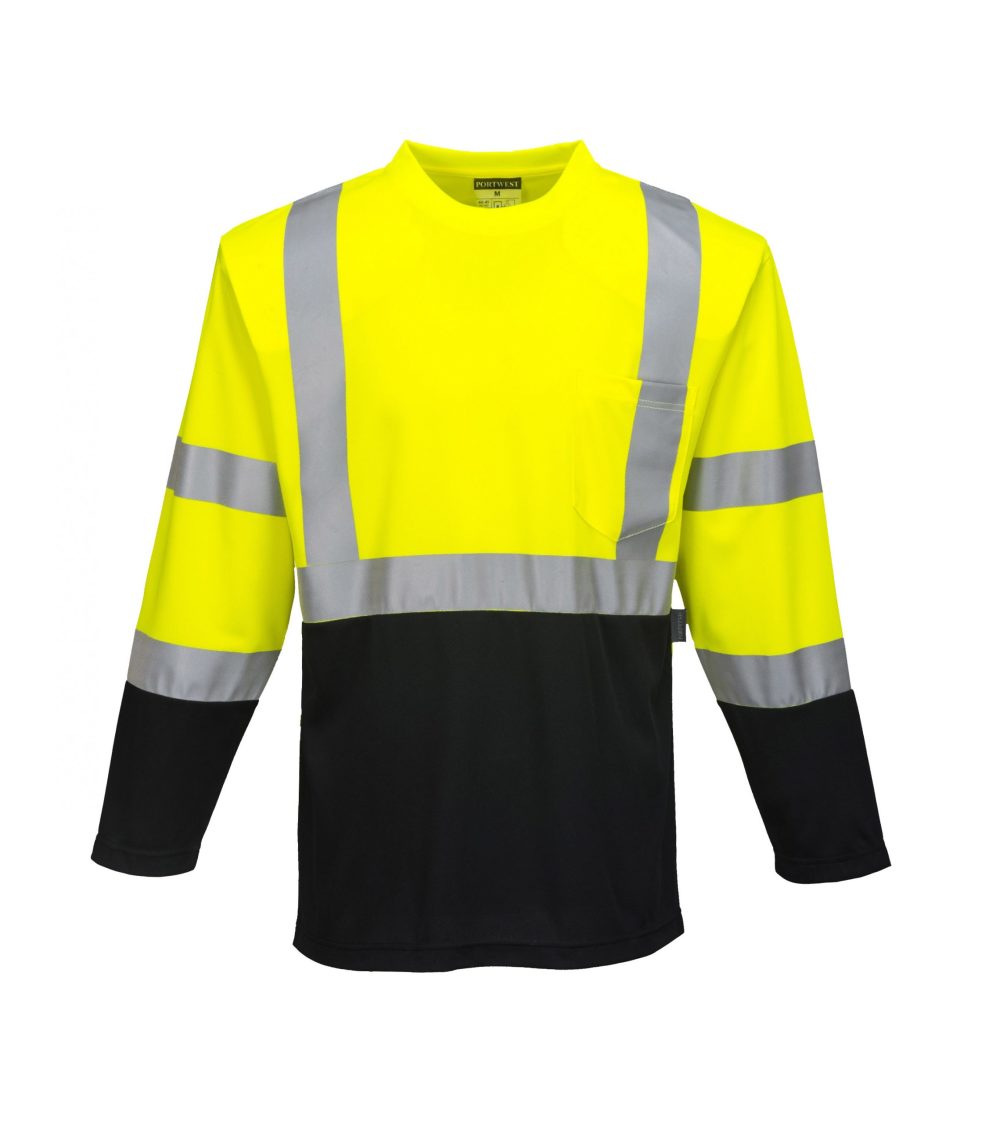 Portwest Yellow and Black Laguna Long-Sleeved T-Shirt – 5XL - Flockneti