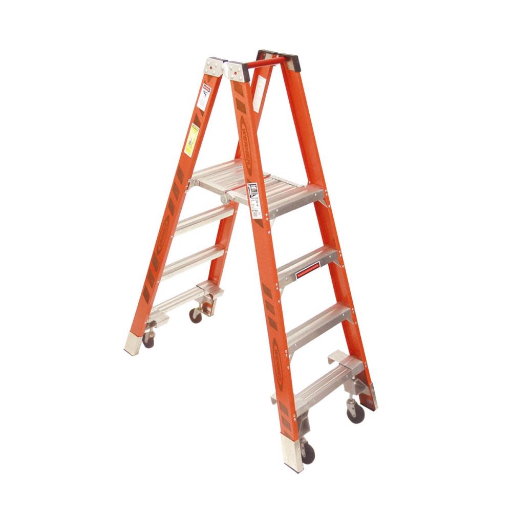 Werner 4 Ft. Type IA Fiberglass Platform Ladder with Casters - Flockneti