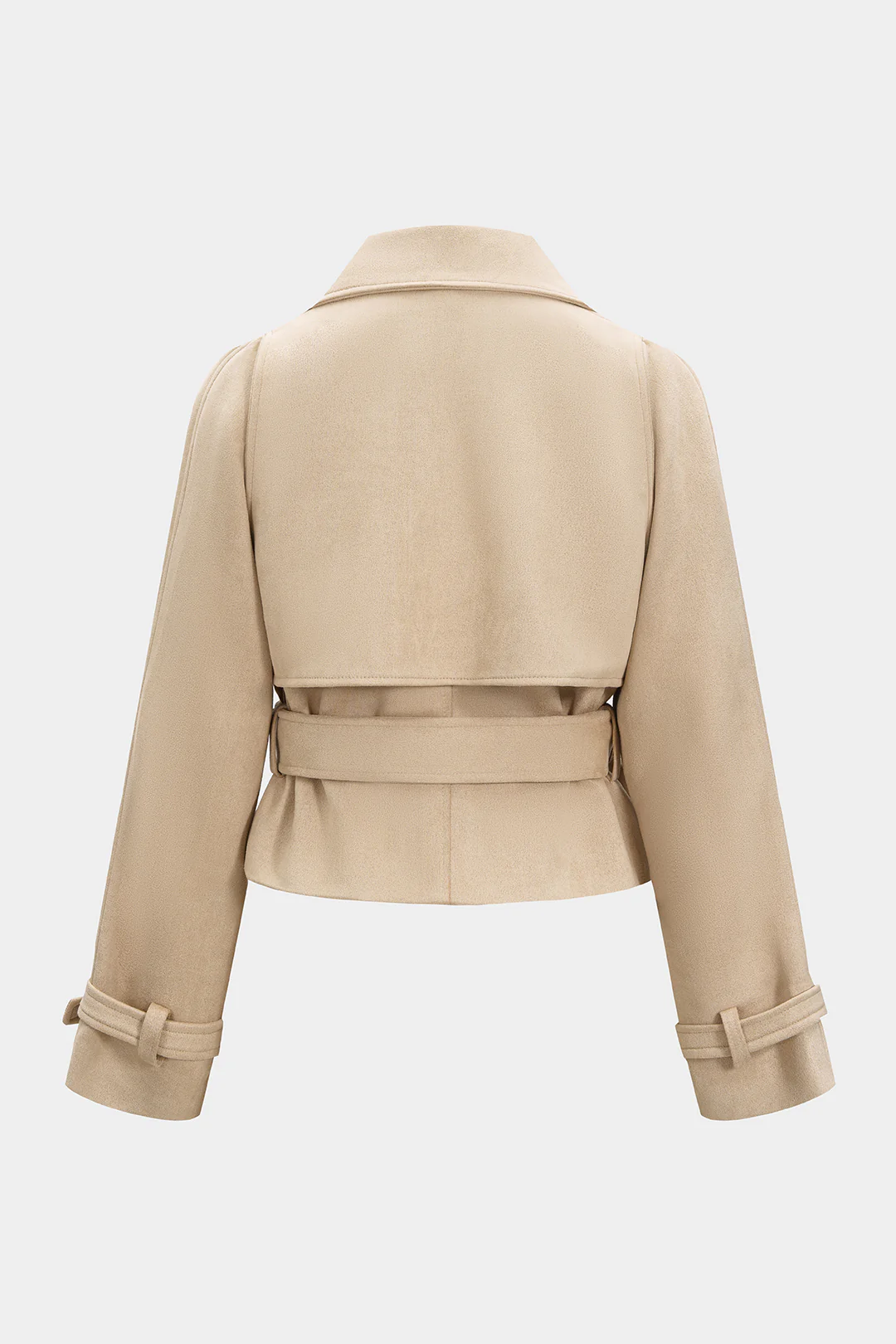 Suede Lapel Belted Jacket - Flockneti