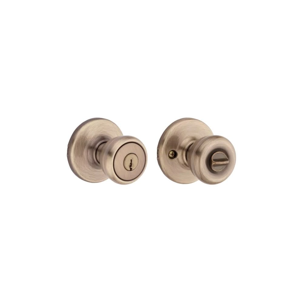 Kwikset Antique Brass Security Keyed Entry Exterior Tylo Lockset Knob - Flockneti
