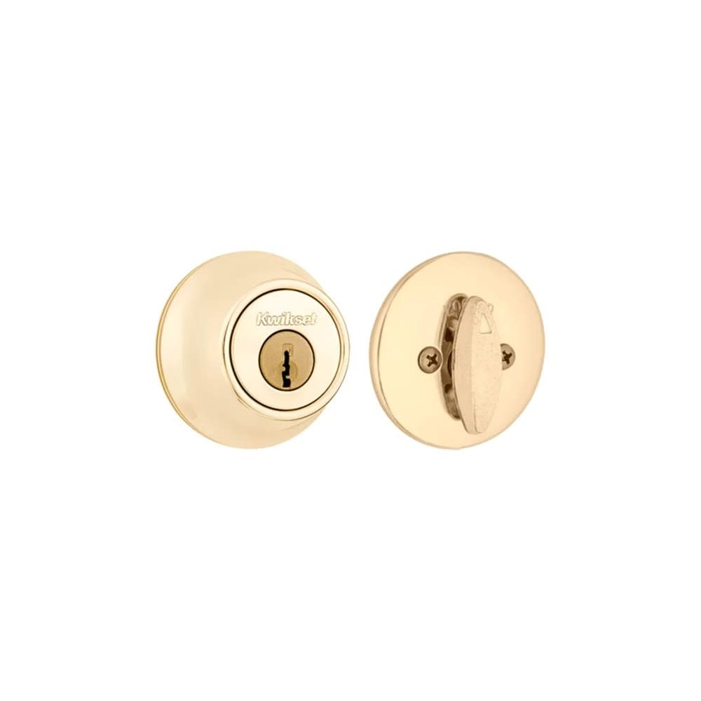 Kwikset Polished Brass Mobile Home Single Cylinder Deadbolt with Tumbler - Flockneti
