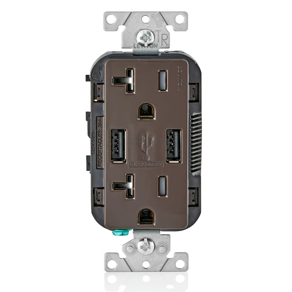 Leviton 20A 125V Brown Combination Duplex Receptacle/Outlet - Flockneti