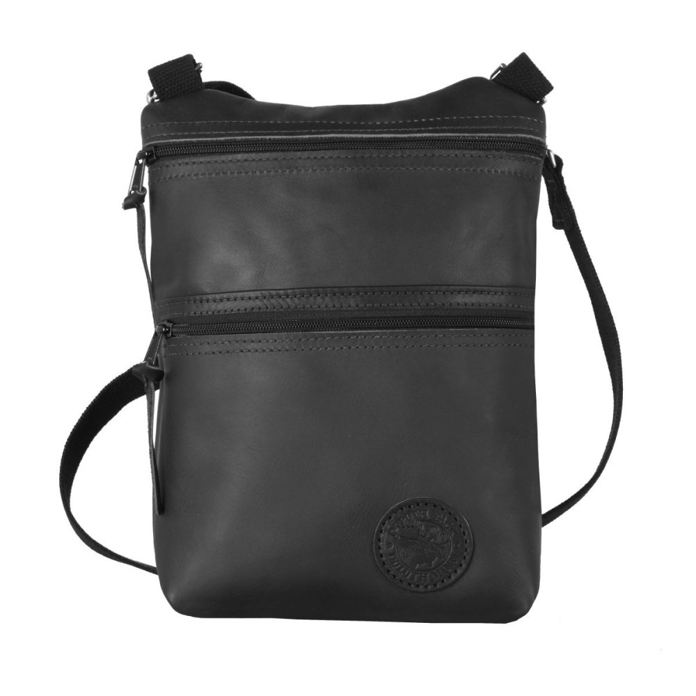 Duluth Pack 4 Liter Capacity Black Smooth Leather Traverse Crossbody Bag - Flockneti