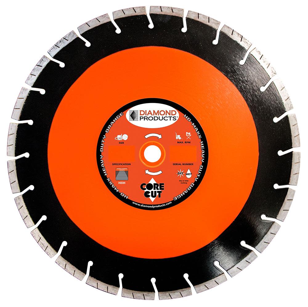 Diamond Products 18 In. x .125 In. x 1 In. HD Maxx Heavy Duty Orange High Speed Blade - Flockneti