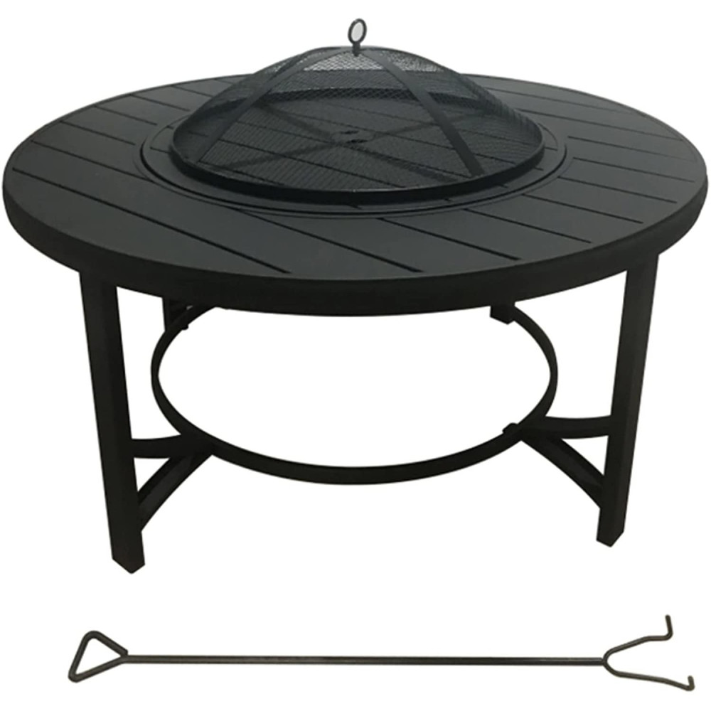 Living Accents Wood Fire Table 36″ Black Steel Round - Flockneti