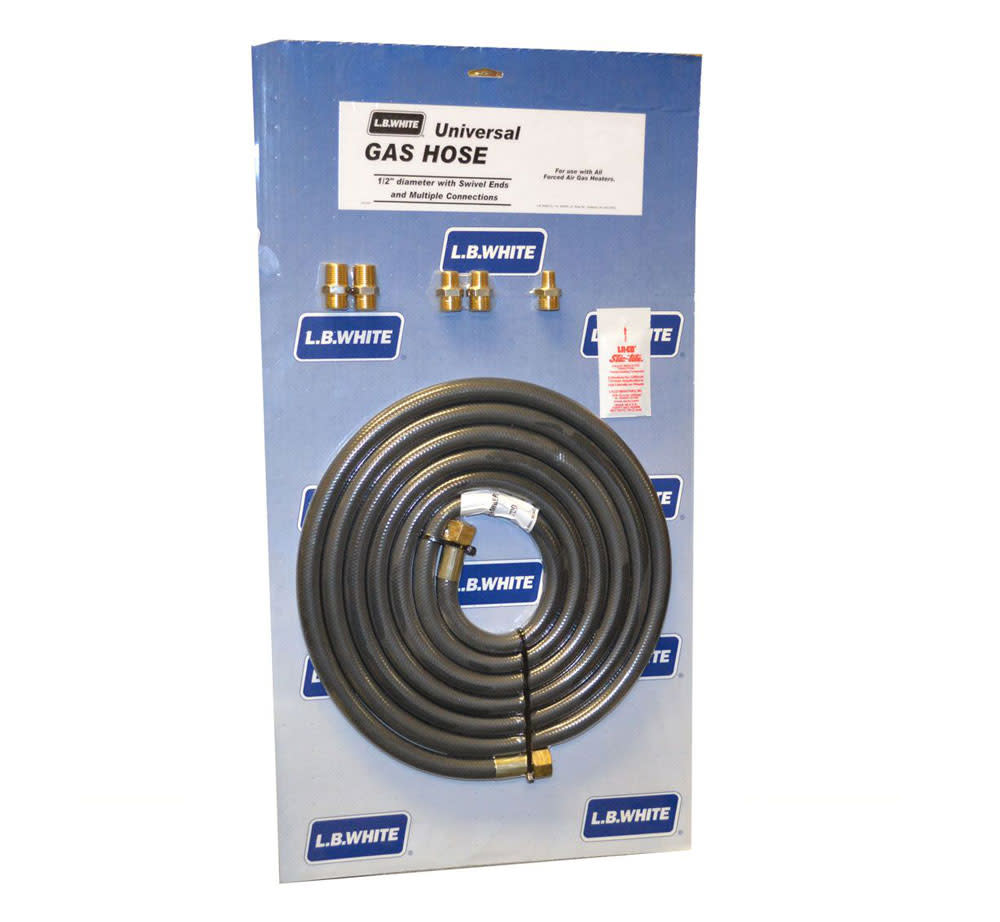 LB White 1/2 In. x 25 Ft. Universal Gas Hose Kit with 5 Adapters - Flockneti