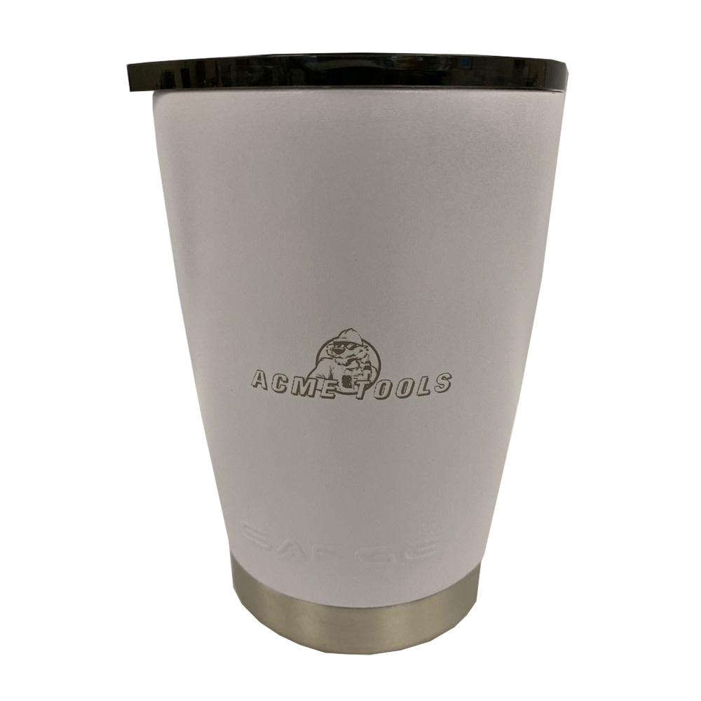 ACME TOOLS 12 oz Lowball Stainless Steel tumbler with Logo  White - Flockneti
