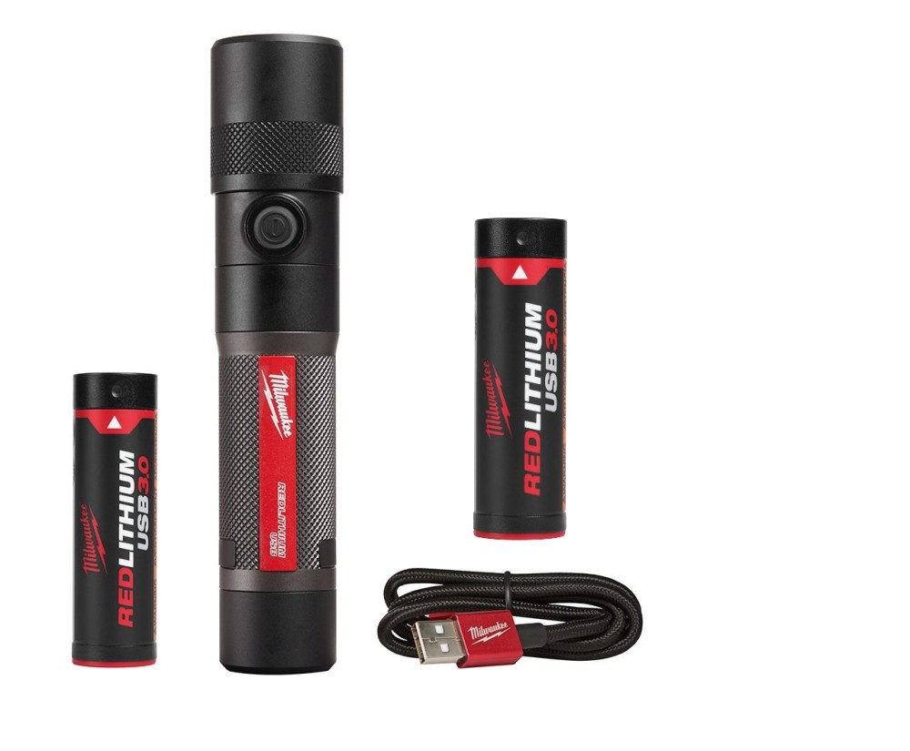 Milwaukee USB Rechargeable Twist Focus Flashlight Kit Bundle - Flockneti