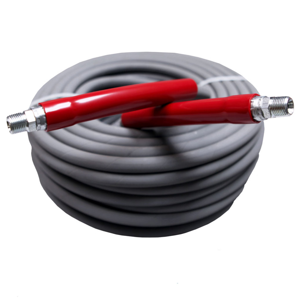 Aaladin Cleaning Systems Grey Non-Marking Pressure Washer Hose 3/8″ X 100′ 6000 PSI 3/8″ SLD/SWL - Flockneti