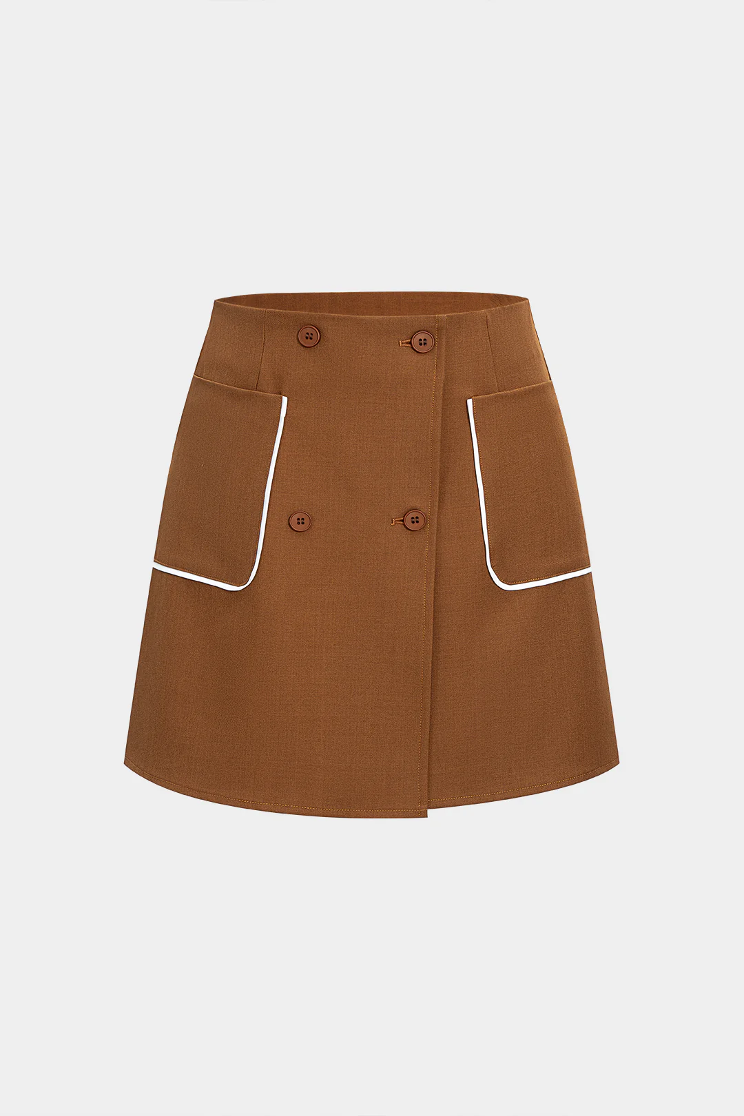 Contrast Button High Waist  Skirt - Flockneti