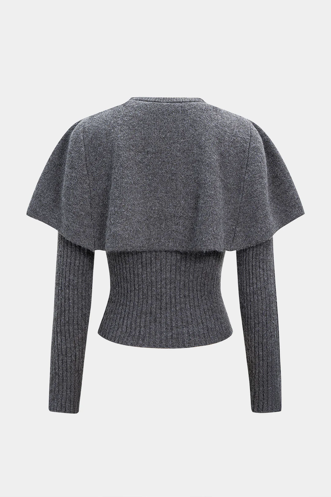 Knit Metallic Irregular Button Long-Sleeve Top With Scarf - Flockneti