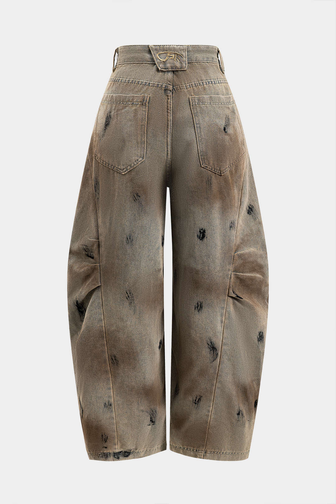 Dirty Denim Wide Leg Barrel Jeans - Flockneti
