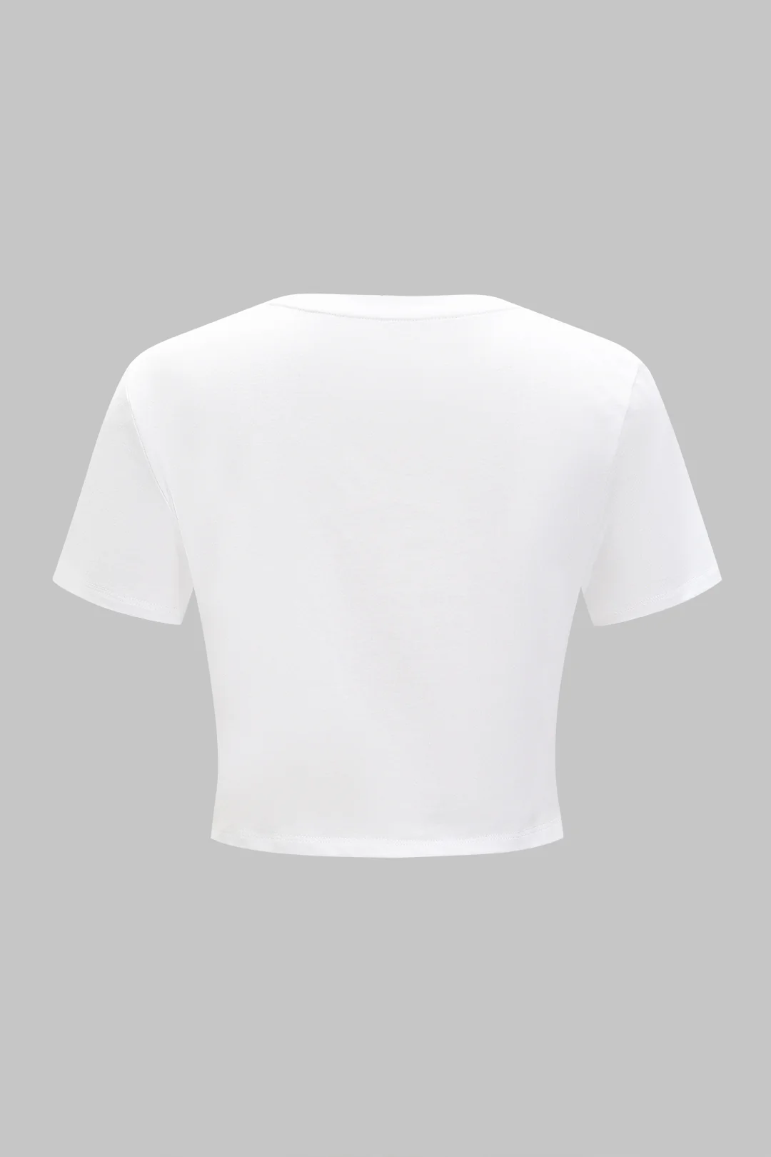Metallic Decor Embroidery Ruched Short Sleeve T-Shirt - Flockneti
