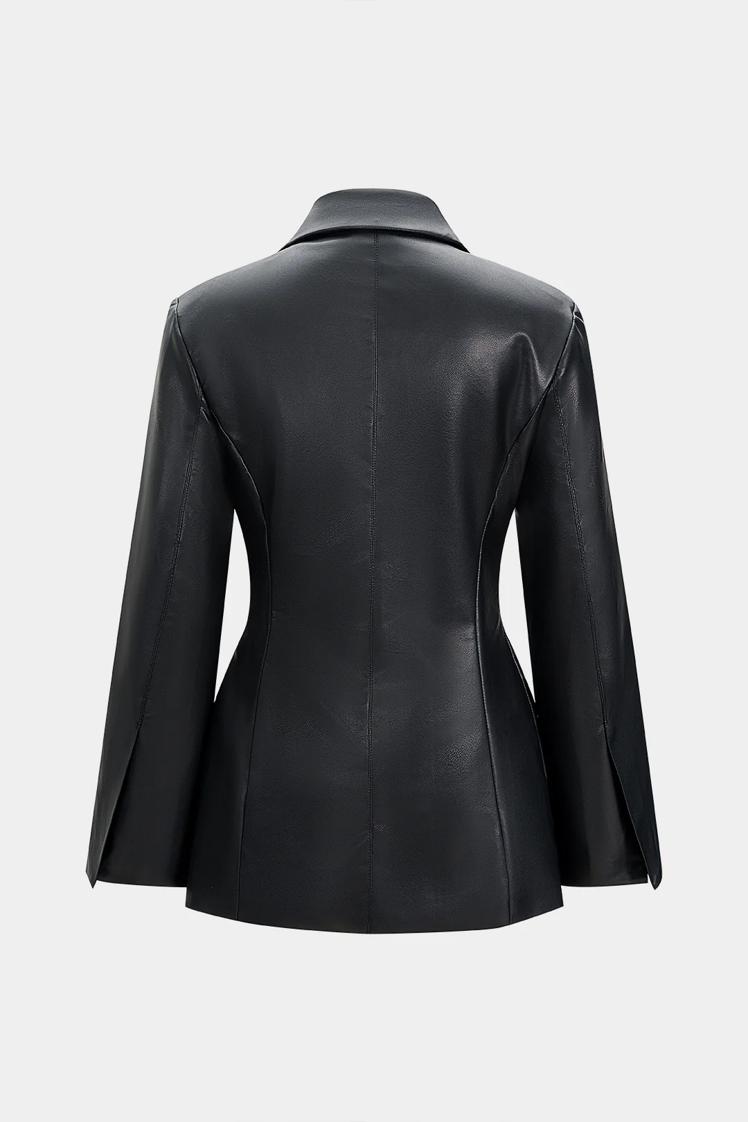 Faux Leather Button Blazer - Flockneti