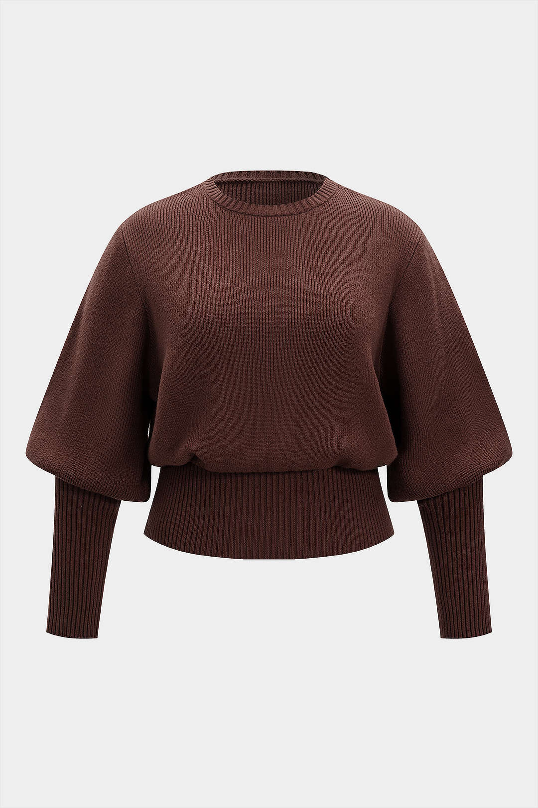 Plus Size Knit Round Neck Long-Sleeve Top - Flockneti