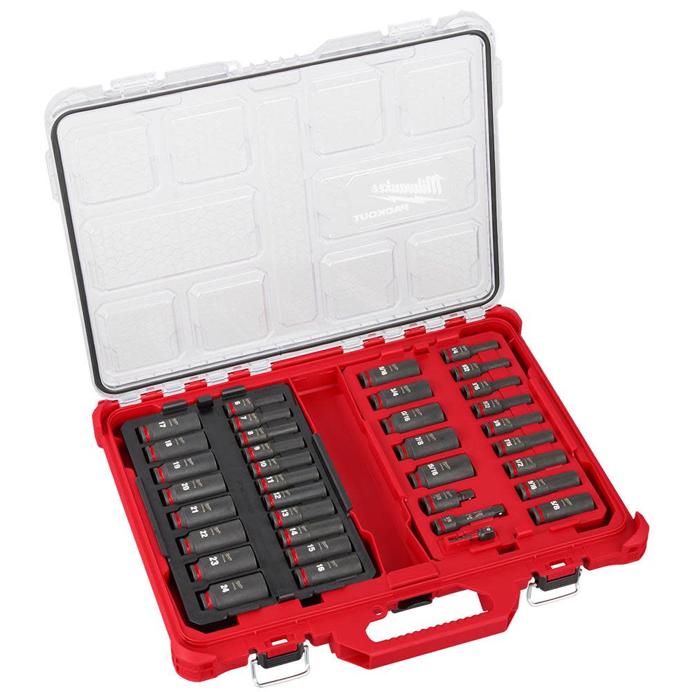 Milwaukee SHOCKWAVE Impact Duty Socket 3/8 Dr 36pc SAE/MM PACKOUT Set - Flockneti