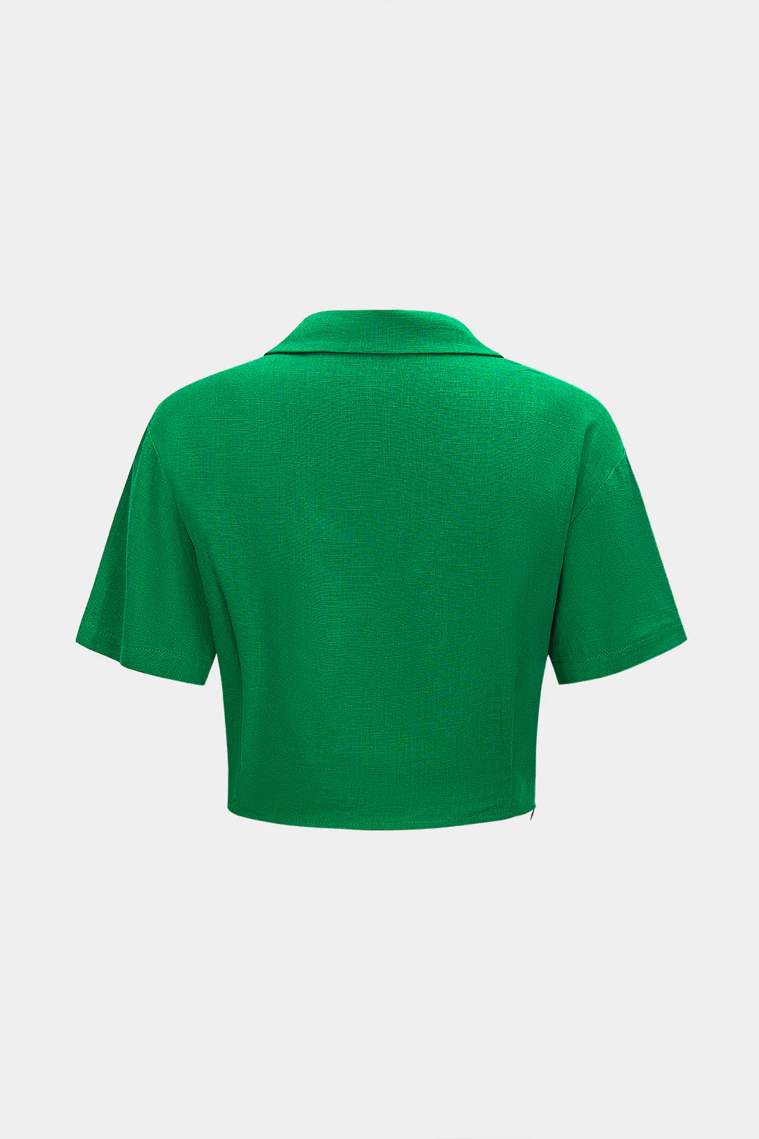 Linen Asymmetrical Ruched V-Neck Short-Sleeve Shirt - Flockneti