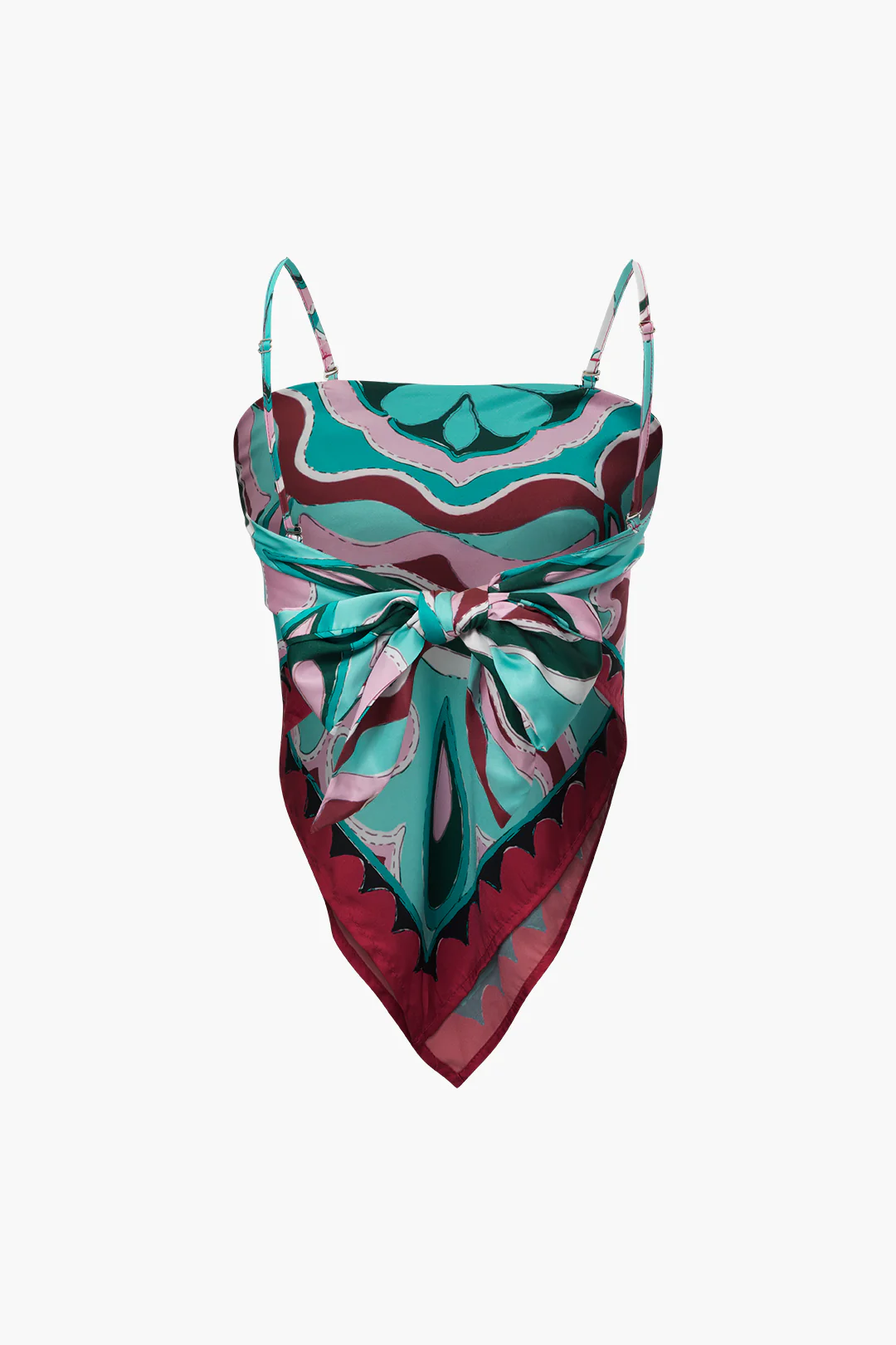 Art Print Asymmetrical Tie-Up Tube Top - Flockneti