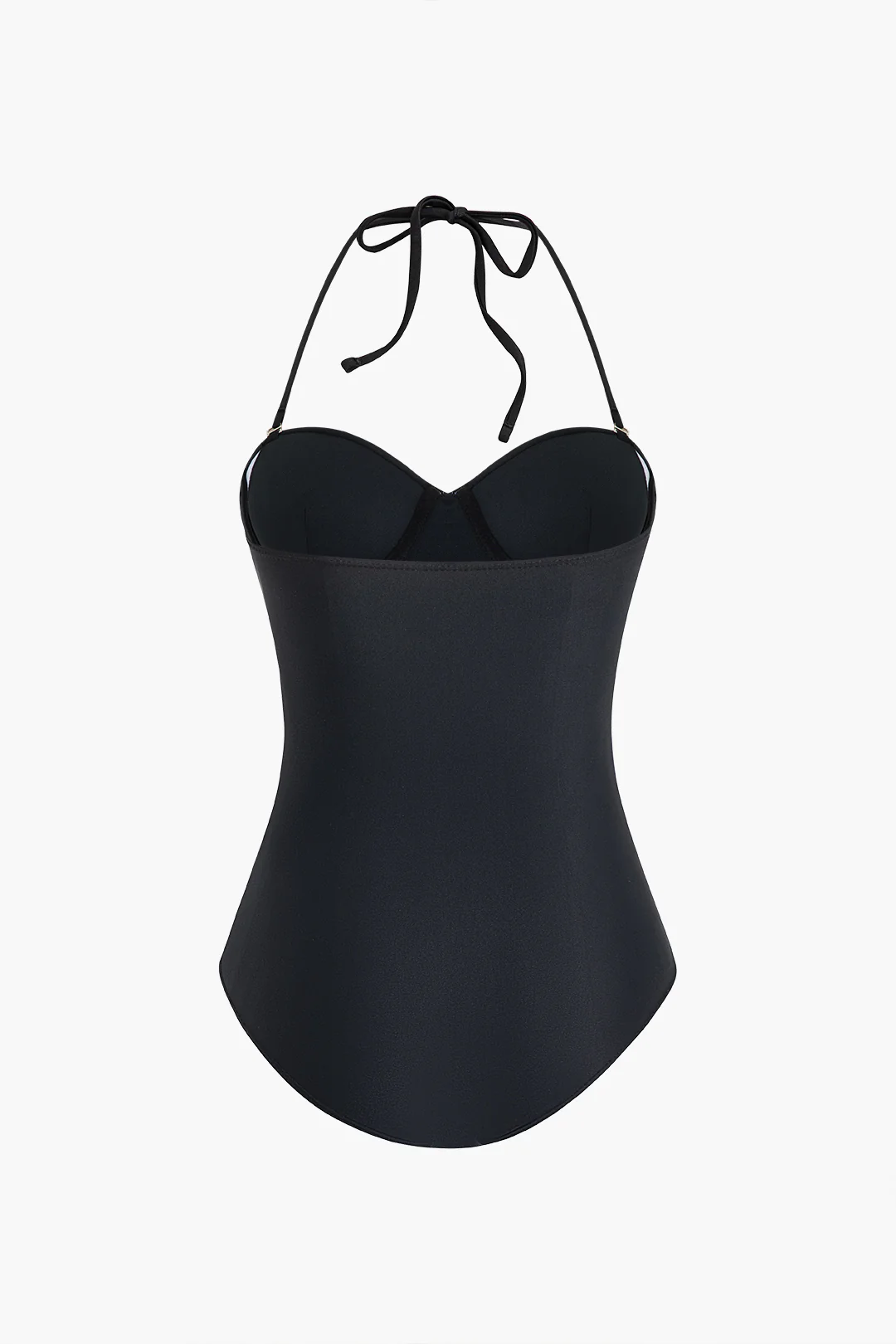 Contrast Print Halter Neck Tie Up One-Piece Swimsuit - Flockneti