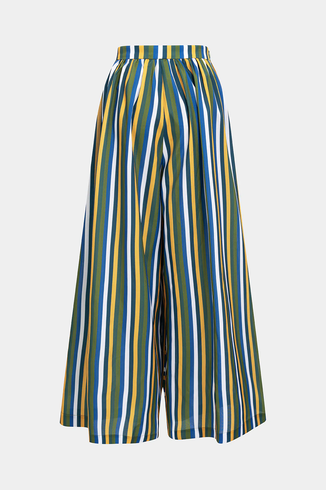 Contrast Stripe Print Ruched Tie Front Trousers - Flockneti