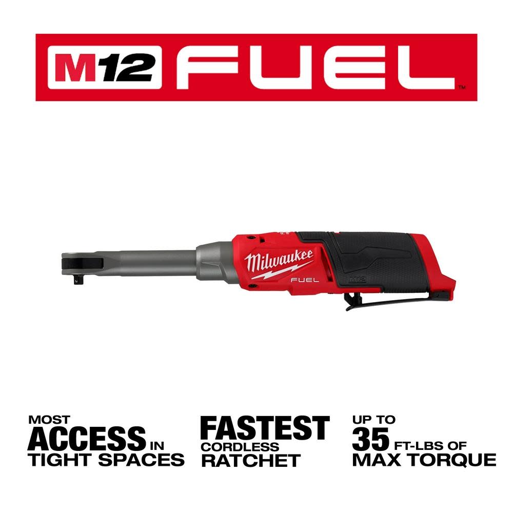 Milwaukee M12 FUEL 1/4″ Extended Reach High Speed Ratchet Bare Tool - Flockneti