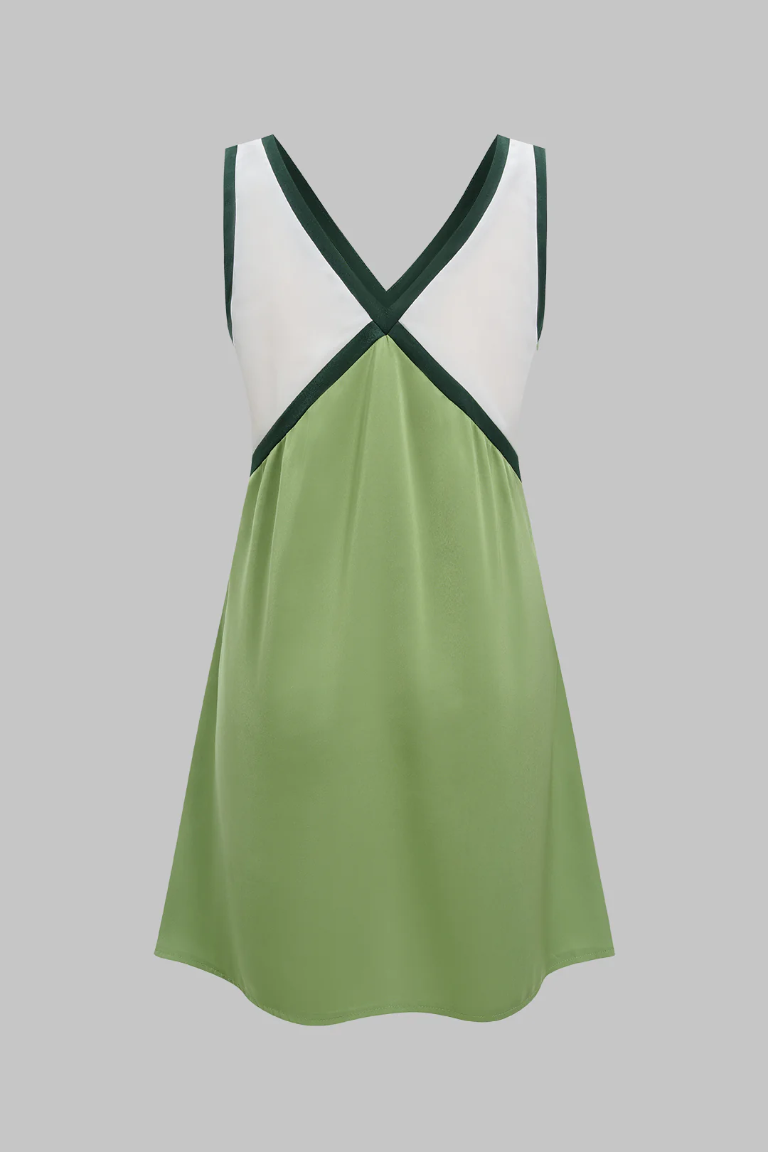 Contrast Binding V-Neck Sleeveless Mini Dress - Flockneti