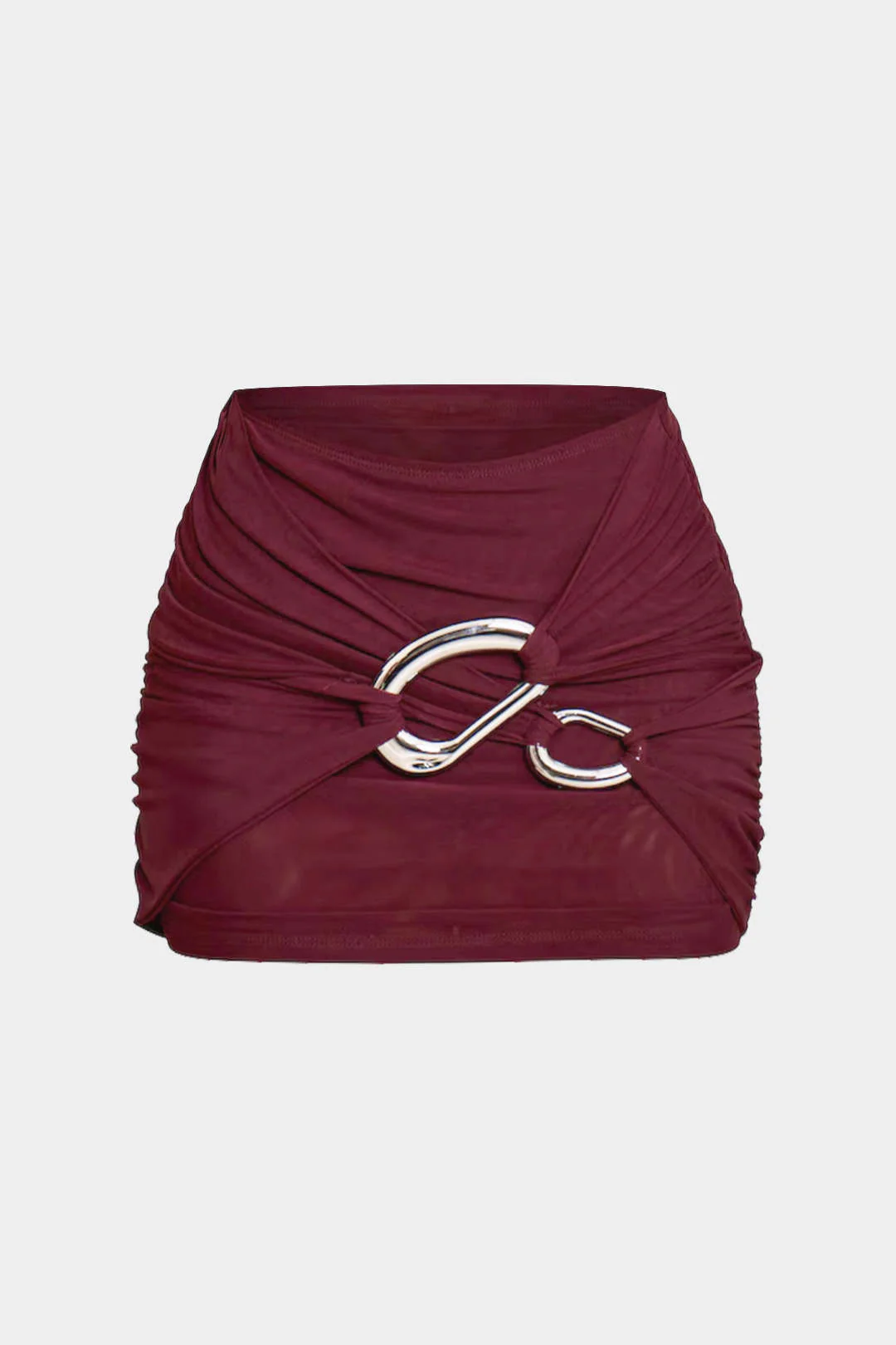 Ruched Asymmetrical Metallic Decor Mini Skirt - Flockneti