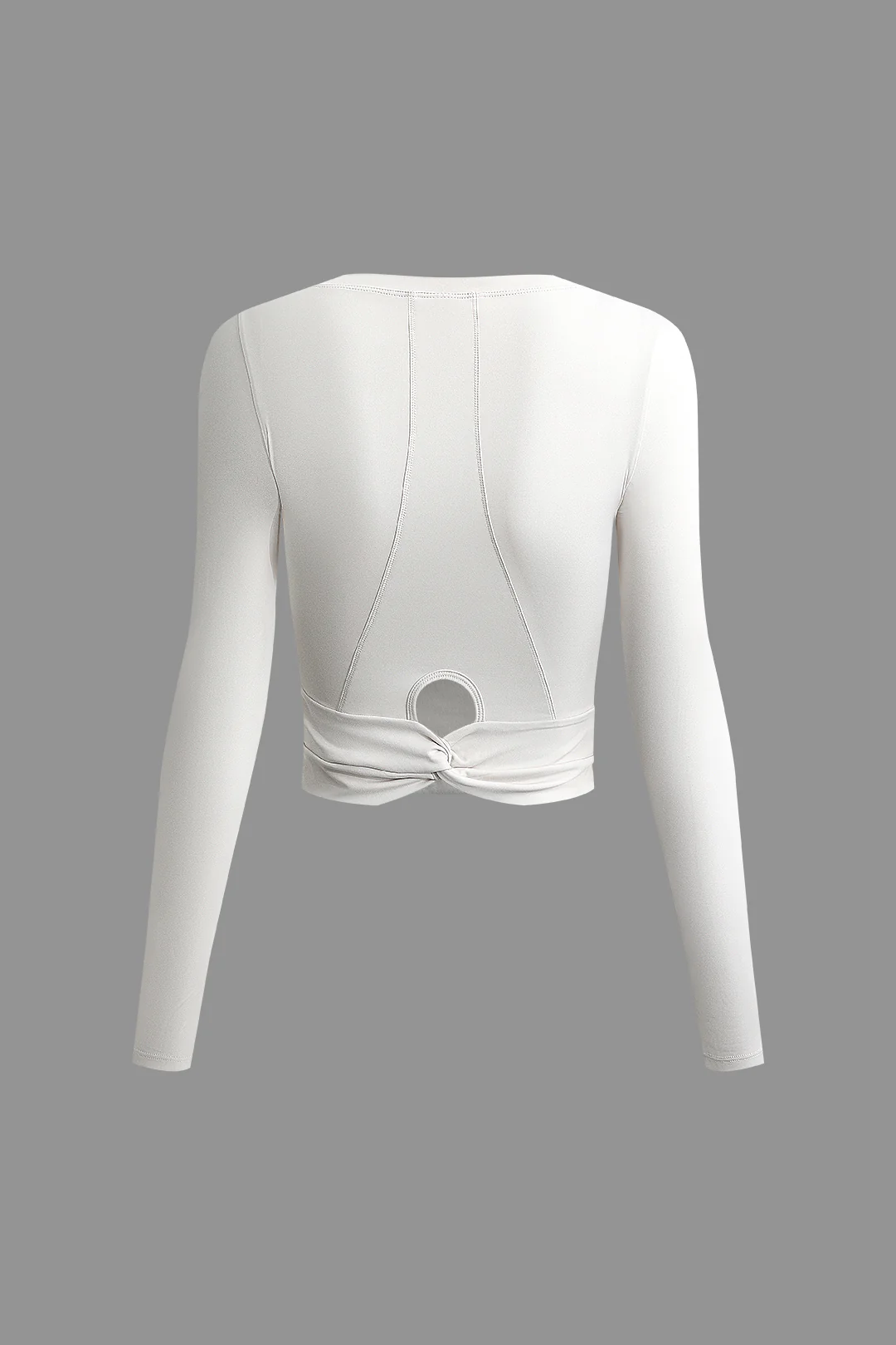 Twist Knot Cut Out Long Sleeve Sports Top - Flockneti