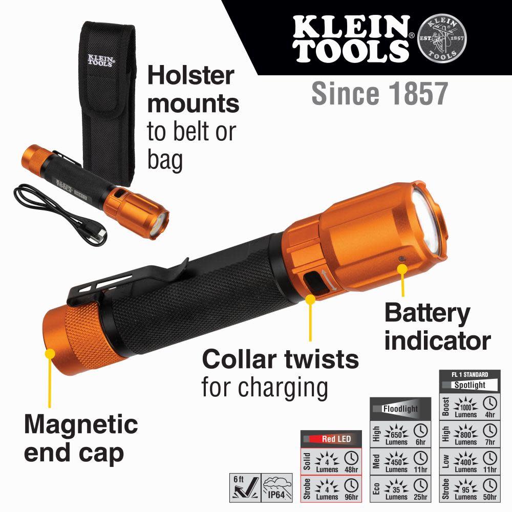 Klein Tools 2 Color LED Flashlight Rechargeable - Flockneti