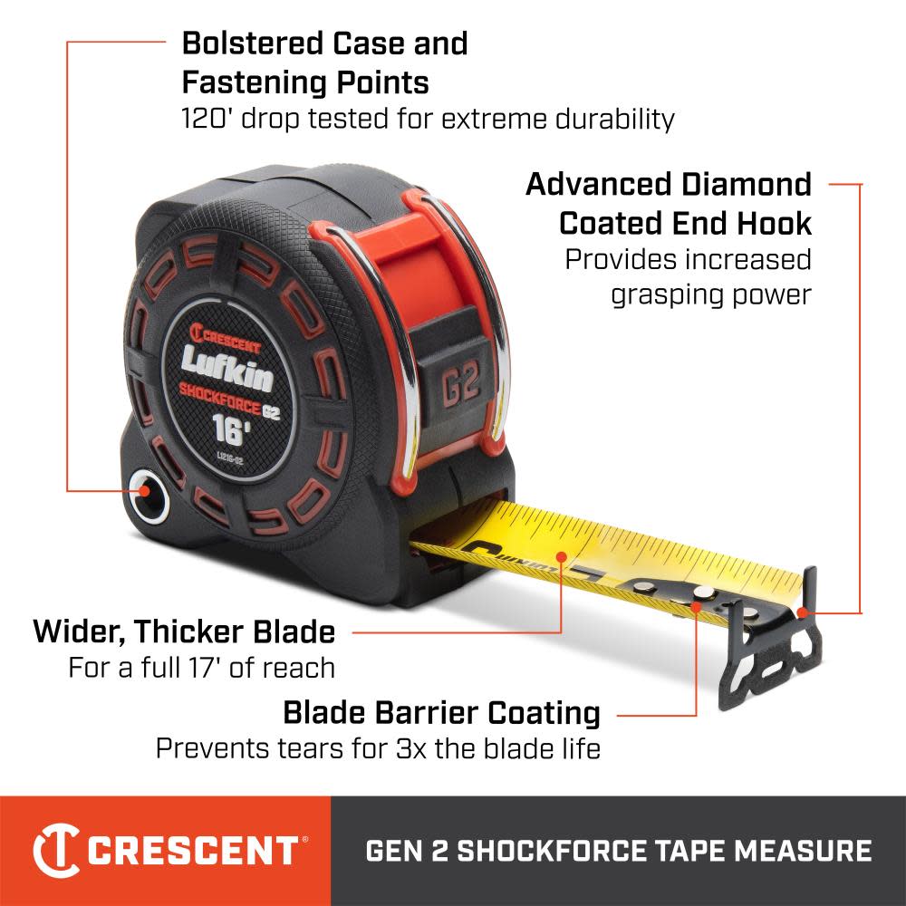 Crescent Shockforce G2 Tape Measure 1 1/4″ x 16′ - Flockneti