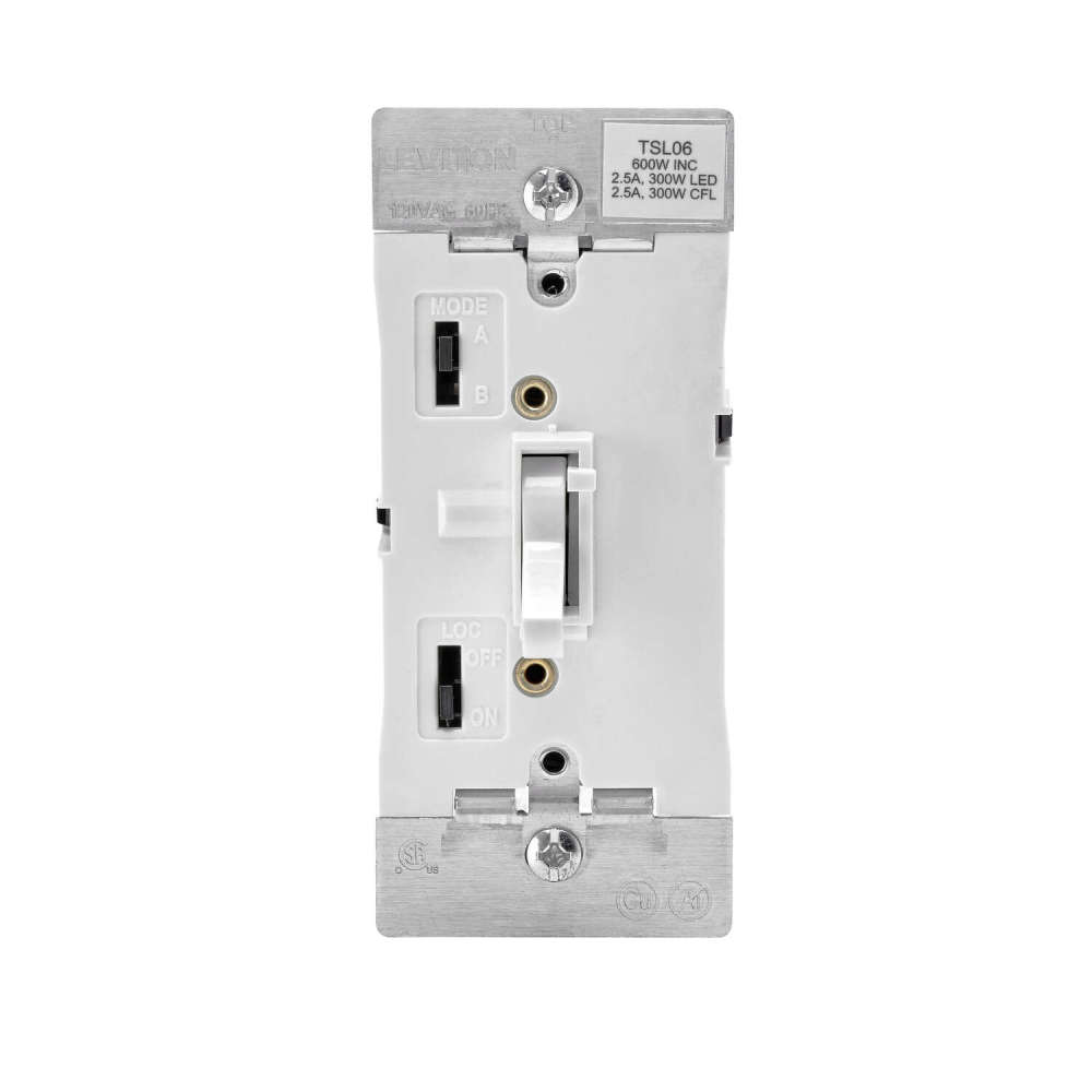 Leviton 600W White Toggle Slide Universal Dimmer Switch - Flockneti