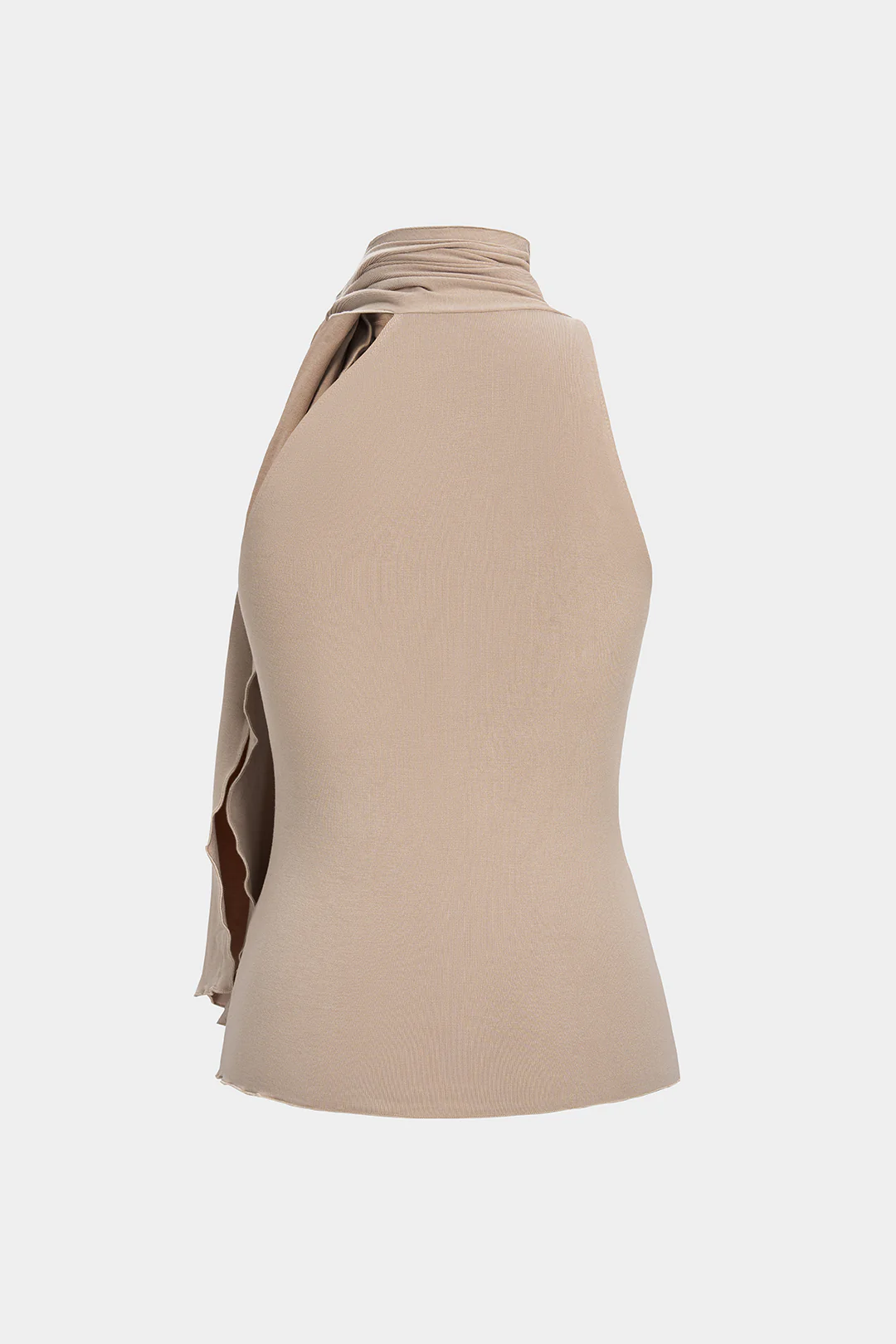 Solid Mock Neck Tie-Up Tank Top - Flockneti