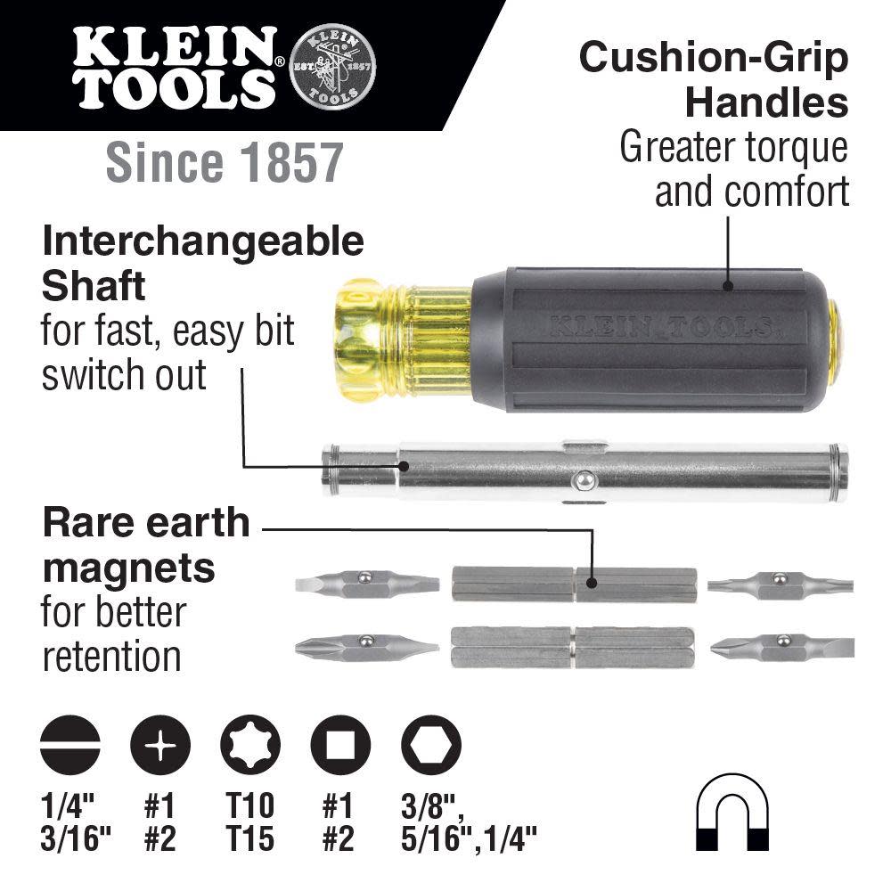 Klein Tools 11-in-1 Magnetic Screwdriver/Nut Driver - Flockneti