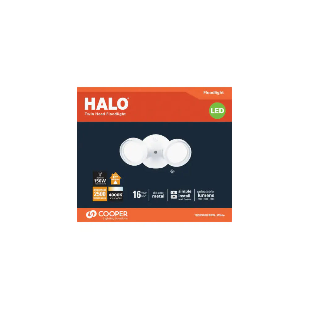 Halo 2 Head Floodlight White 21.6W 2500 Lumen LED - Flockneti