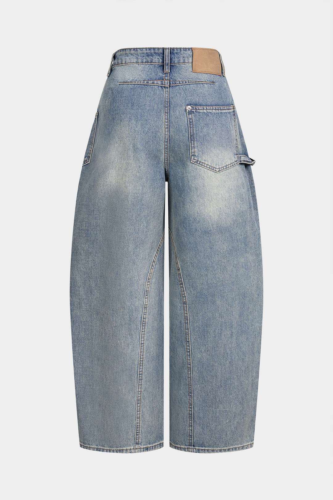 Denim Asymmetrical Pocket Wide Leg Jeans - Flockneti