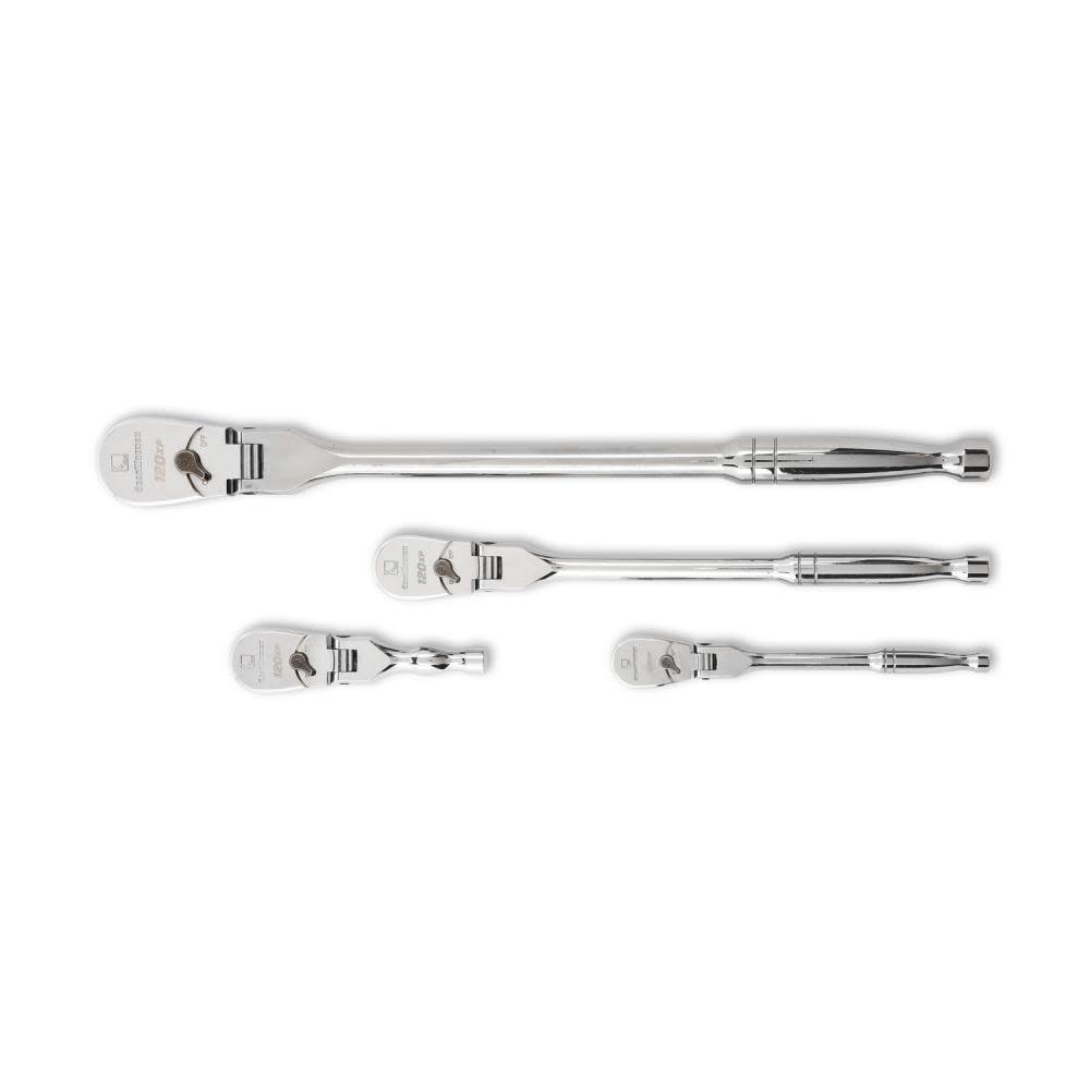 GEARWRENCH Flex Head Ratchet Set 4 Pc Teardrop 120XP 1/4″ 3/8 In. & 1/2 In. Drive - Flockneti