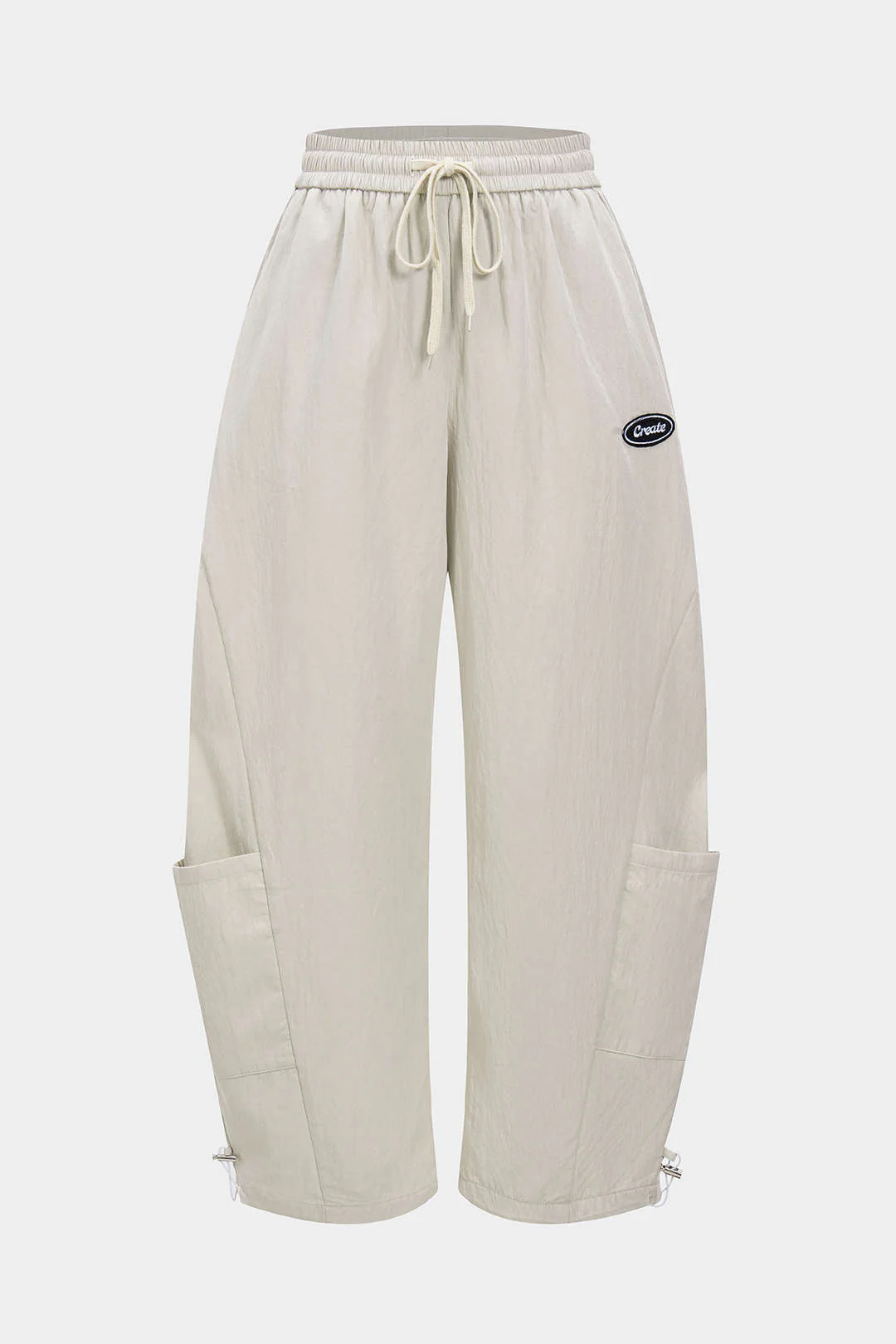Drawstring Wide Leg Pocket Barrel Trousers - Flockneti