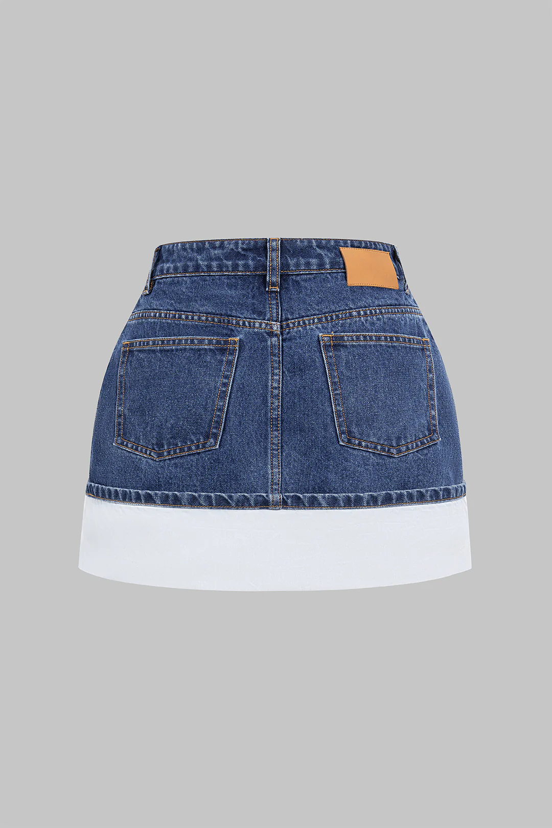 Plus Size Denim Patchwork Zipper Mini Skirt - Flockneti