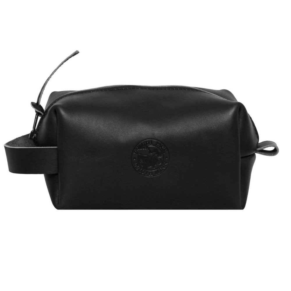 Duluth Pack 1 Liter Capacity Black Small Leather Travel Kit Bag - Flockneti