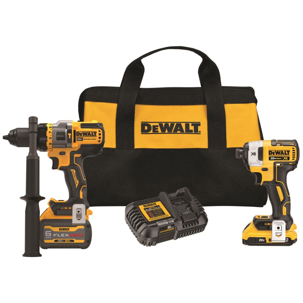 DEWALT 20V MAX* 2 Tool Kit Including Hammer Drill/Driver with FLEXV Advantage - Flockneti