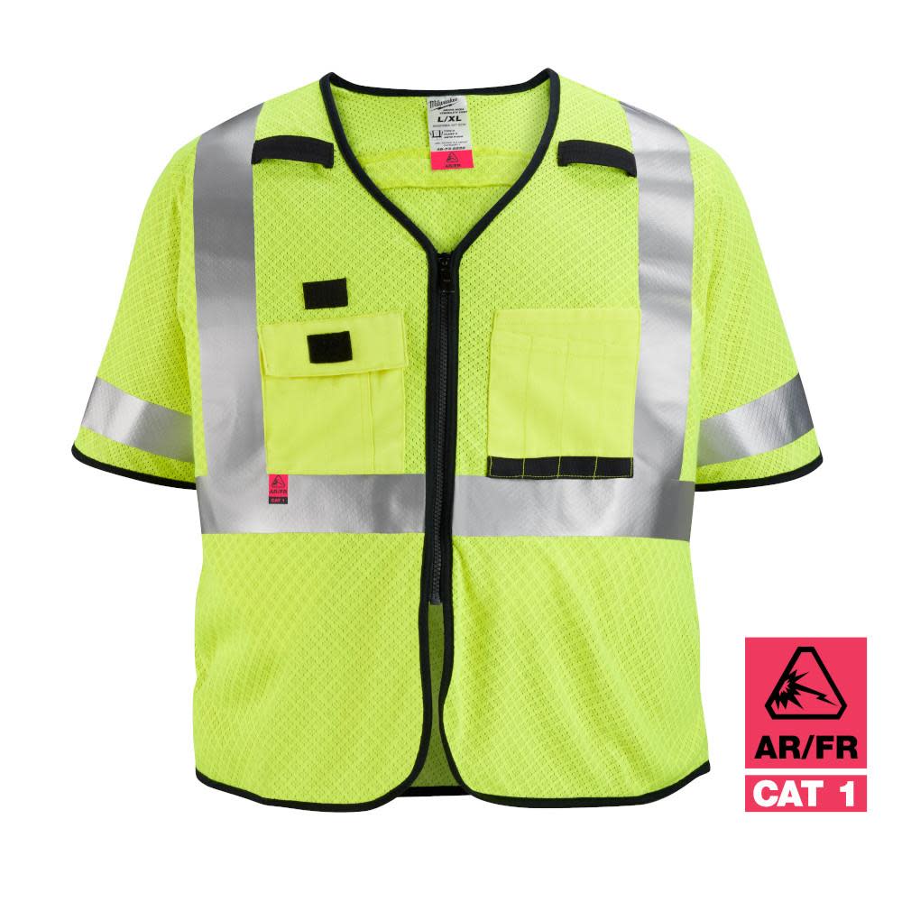 Milwaukee High Vis Safety Vest Yellow Class 3 Mesh AR/FR Cat 1 S/M - Flockneti