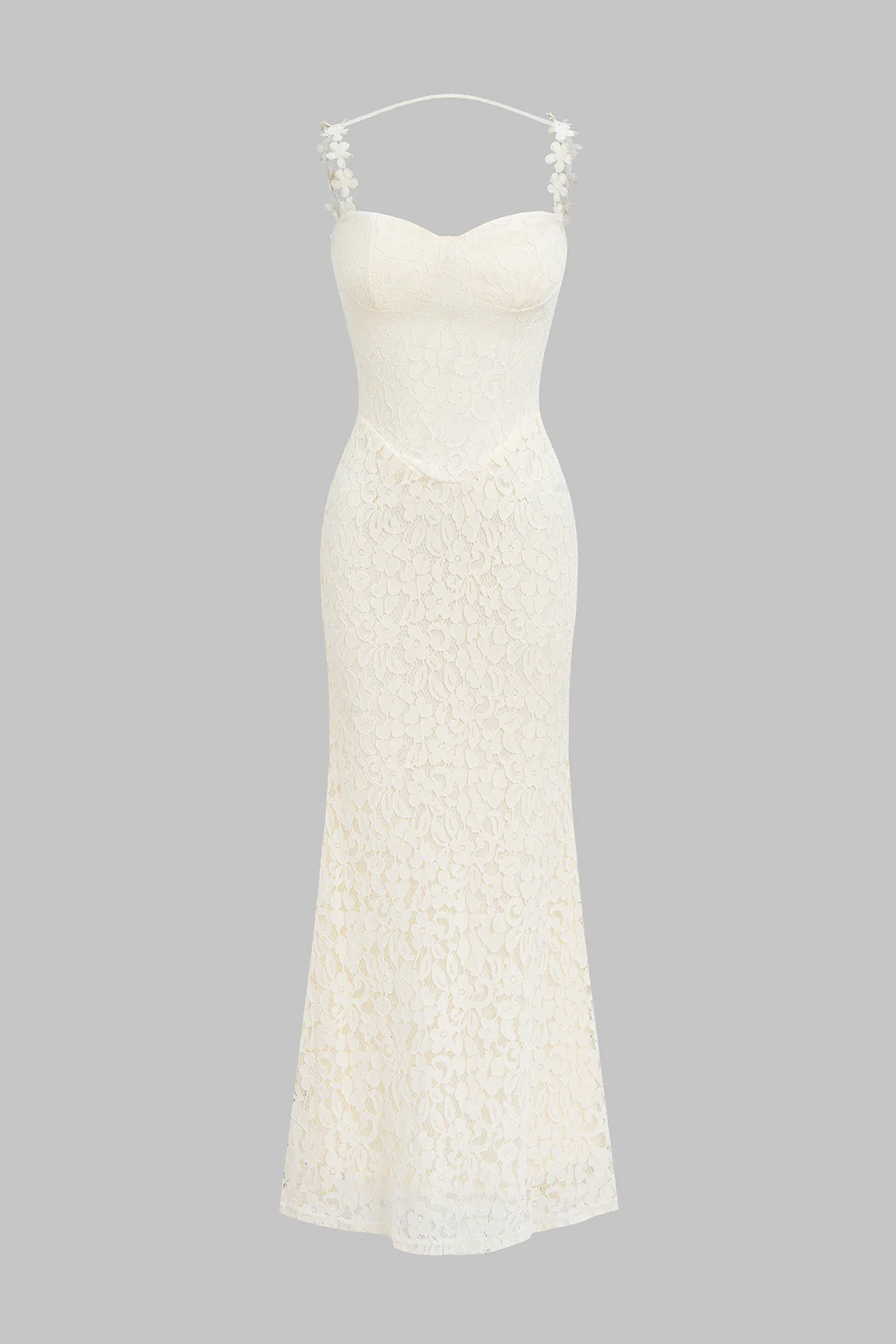 Patchwork Lace Flower Applique Sleeveless Slip Maxi Dress - Flockneti
