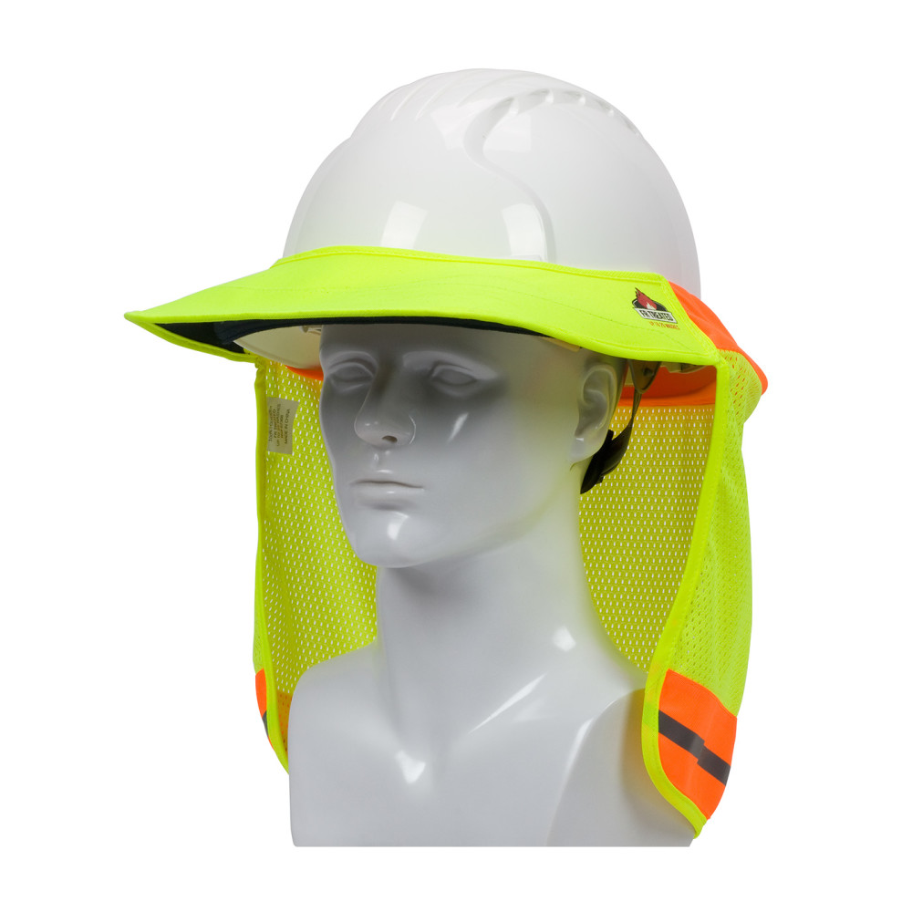 Protective Industrial Products EZ Cool FR Treated Hard Hat Visor & Neck Shade Hi Vis Yellow - Flockneti