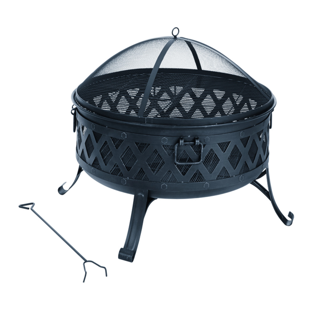 Living Accents Lattice Round Fire Pit Black Steel - Flockneti