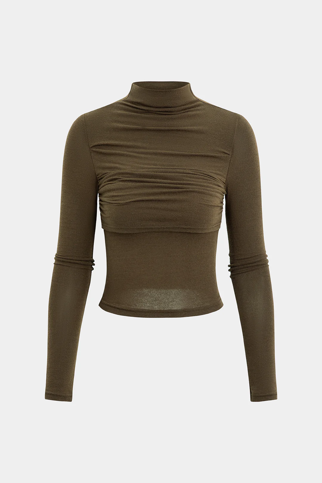 Mock Neck Ruched Long-Sleeve Top - Flockneti