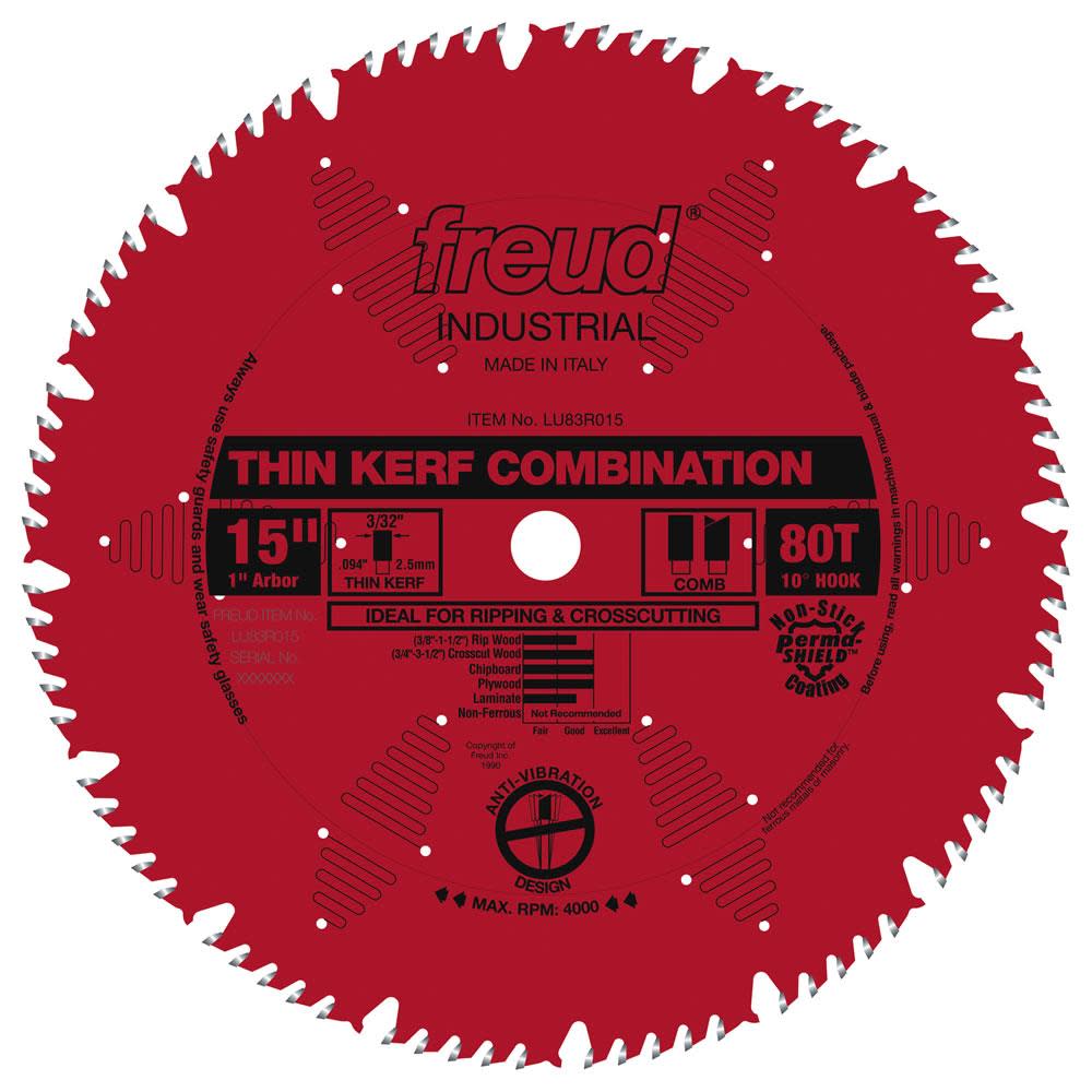 Freud 15 In. x 80T Thin Kerf Combination Blade - Flockneti